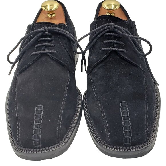 Mezlan Dress Shoes Mens 9.5 Black Suede Leather Split-toe Bluchers Derby Oxfords - Picture 3 of 14